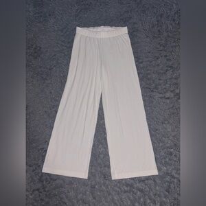 Skims Women’s White Wide Leg Soft Lounge Pants Ribbed Drawstring Small Stretch